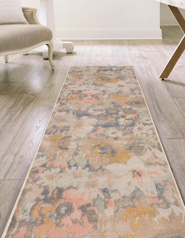 Multicolor 2' x 10' Lotus Runner Area Rug 100% Polypropylene Modern Contemporary Colorful Carpet Easy Clean for Living Room, Kitchen, Dining, Office for Sale at Rug Engine