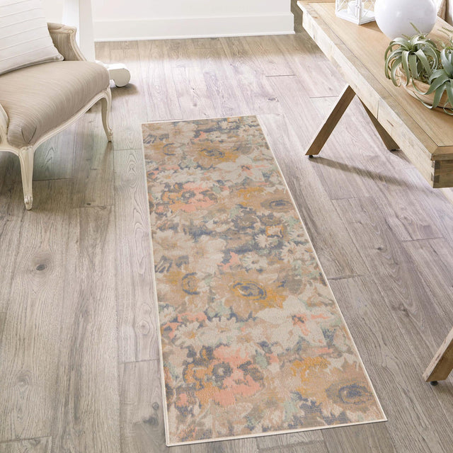 Multicolor 2' x 10' Lotus Runner Area Rug 100% Polypropylene Modern Contemporary Colorful Carpet Easy Clean for Living Room, Kitchen, Dining, Office for Sale at Rug Engine