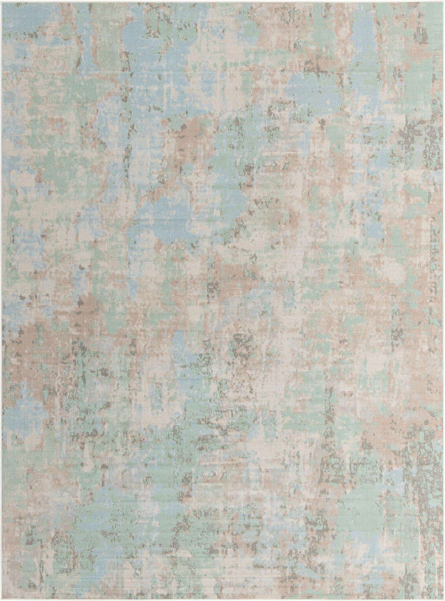 Teal 9' x 12' Lotus Rectangle Area Rug 100% Polypropylene Modern Contemporary Colorful Carpet Easy Clean for Living Room, Kitchen, Dining, Office for Sale at Rug Engine