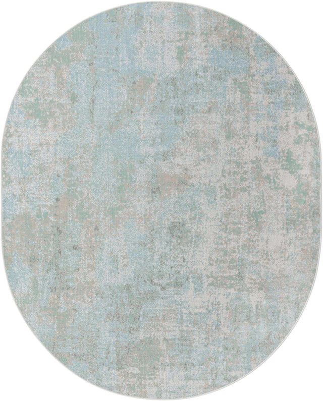 Teal 8' x 10' Lotus Oval Area Rug 100% Polypropylene Modern Contemporary Colorful Carpet Easy Clean for Living Room, Kitchen, Dining, Office for Sale at Rug Engine