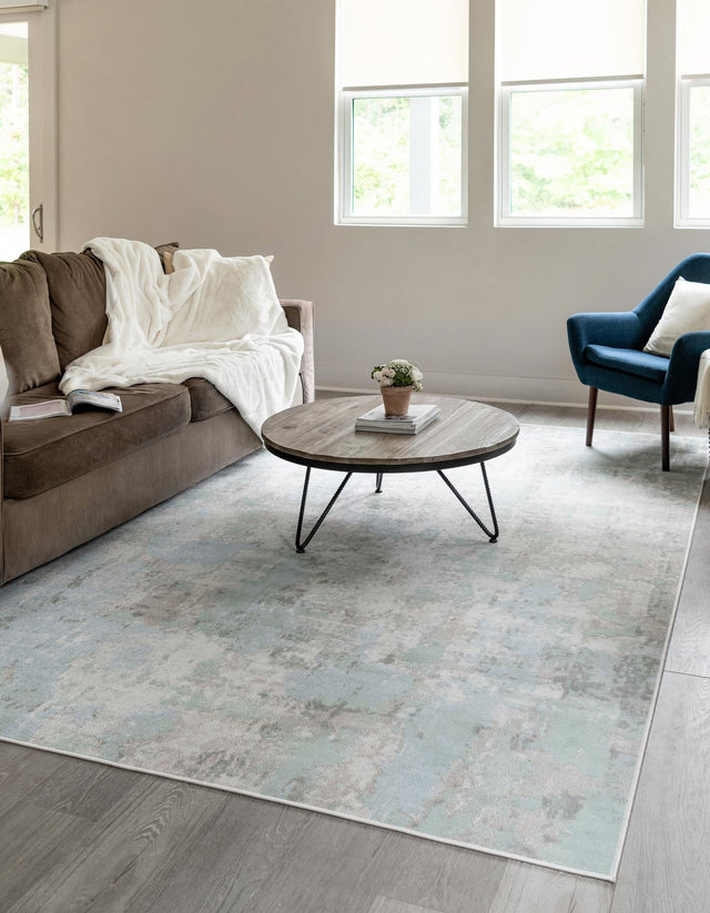 Teal 6' 1 x 9' Lotus Rectangle Area Rug 100% Polypropylene Modern Contemporary Colorful Carpet Easy Clean for Living Room, Kitchen, Dining, Office for Sale at Rug Engine