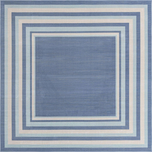 Blue 6' x 6' Lotus Square Area Rug 100% Polypropylene Modern Contemporary Colorful Carpet Easy Clean for Living Room, Kitchen, Dining, Office for Sale at Rug Engine
