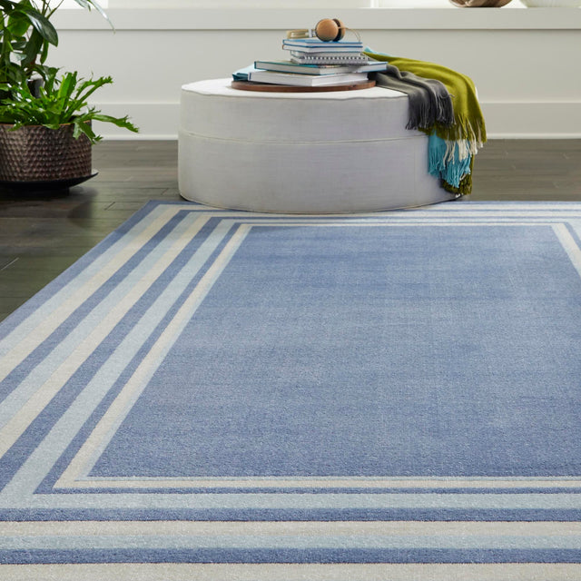 Blue 8' x 10' Lotus Rectangle Area Rug 100% Polypropylene Modern Contemporary Colorful Carpet Easy Clean for Living Room, Kitchen, Dining, Office for Sale at Rug Engine