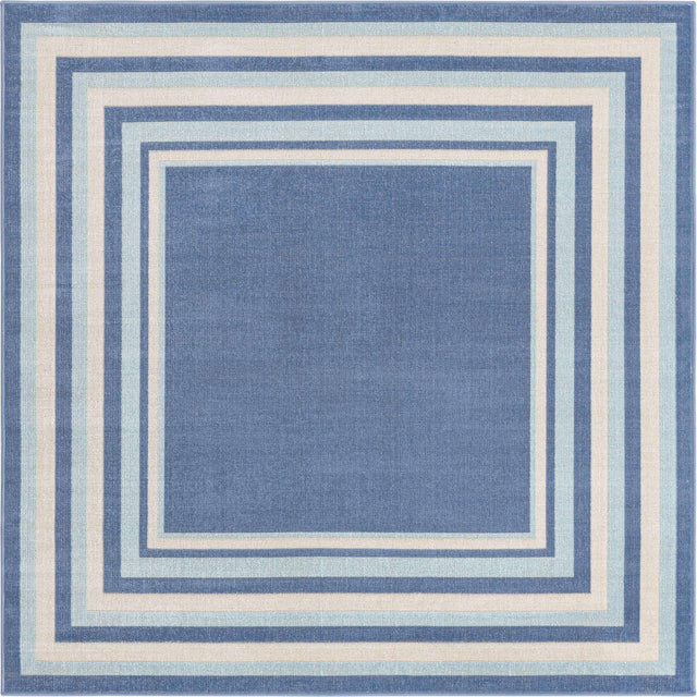 Blue 5' 3 x 5' 3 Lotus Square Area Rug 100% Polypropylene Modern Contemporary Colorful Carpet Easy Clean for Living Room, Kitchen, Dining, Office for Sale at Rug Engine