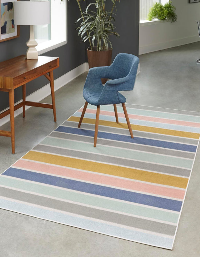 Multicolor 4' x 6' Lotus Rectangle Area Rug 100% Polypropylene Modern Contemporary Colorful Carpet Easy Clean for Living Room, Kitchen, Dining, Office for Sale at Rug Engine