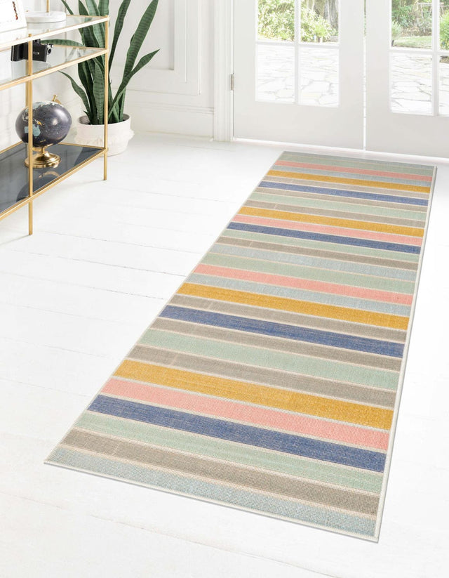 Multicolor 2' x 10' Lotus Runner Area Rug 100% Polypropylene Modern Contemporary Colorful Carpet Easy Clean for Living Room, Kitchen, Dining, Office for Sale at Rug Engine