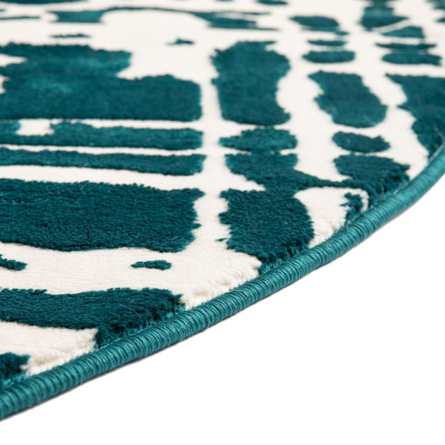 Teal 4' x 4' Vince Camuto Round Area Rug Durable Easy Clean Modern Carpet for Unique Home Interior Decorating for Sale at Rug Engine