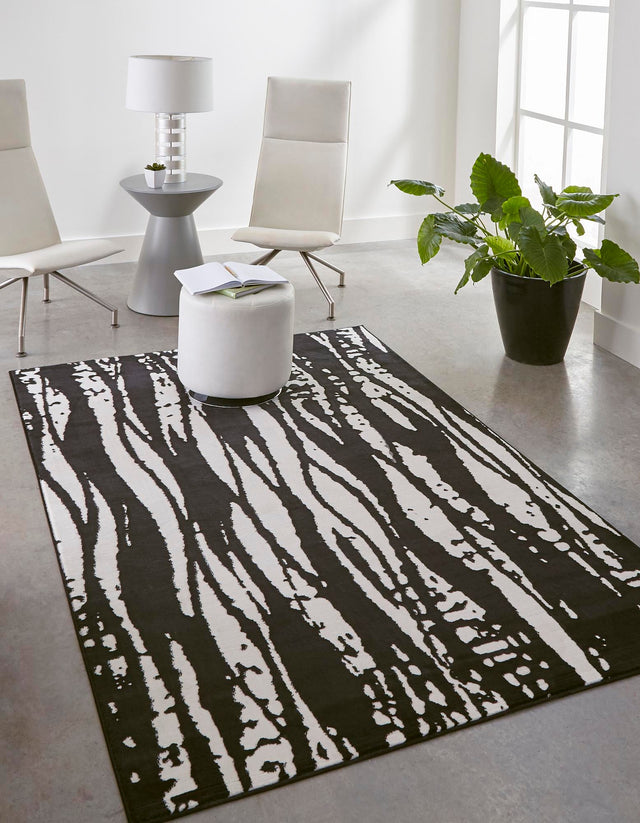 Black and White 1' 4 x 1' 4 Vince Camuto Sample Area Rug Durable Easy Clean Modern Carpet for Unique Home Interior Decorating for Sale at Rug Engine