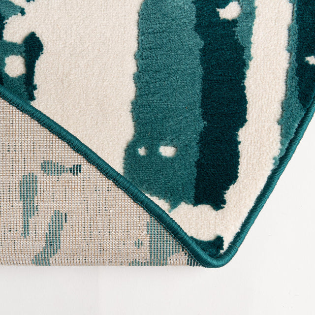 Teal 4' x 4' Vince Camuto Round Area Rug Durable Easy Clean Modern Carpet for Unique Home Interior Decorating for Sale at Rug Engine