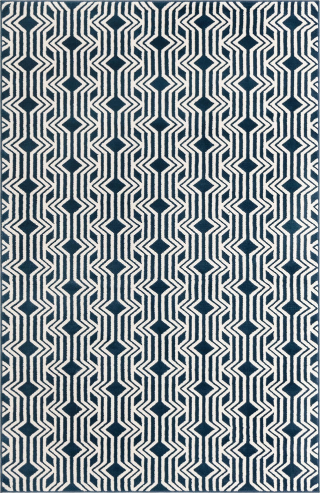 Navy Blue 5' 3 x 8' Vince Camuto Rectangle Area Rug Durable Easy Clean Modern Carpet for Unique Home Interior Decorating for Sale at Rug Engine