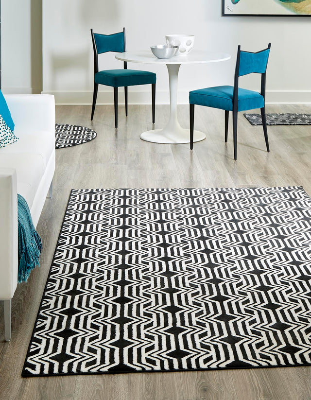 Black 1' 4 x 1' 4 Vince Camuto Sample Area Rug Durable Easy Clean Modern Carpet for Unique Home Interior Decorating for Sale at Rug Engine