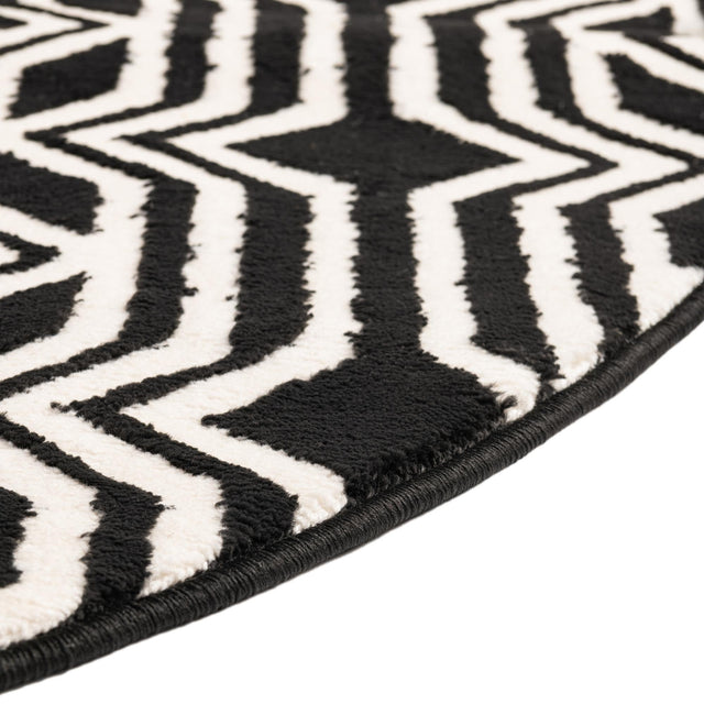 Black 4' x 4' Vince Camuto Round Area Rug Durable Easy Clean Modern Carpet for Unique Home Interior Decorating for Sale at Rug Engine