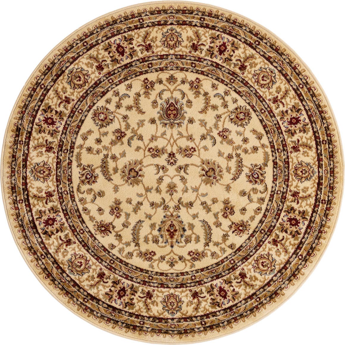 Cream 5' 3 x 5' 3 Voyage Round Area Rug