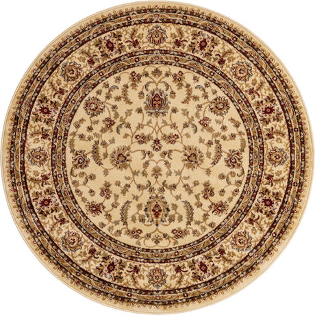 Cream 5' 3 x 5' 3 Voyage Round Area Rug