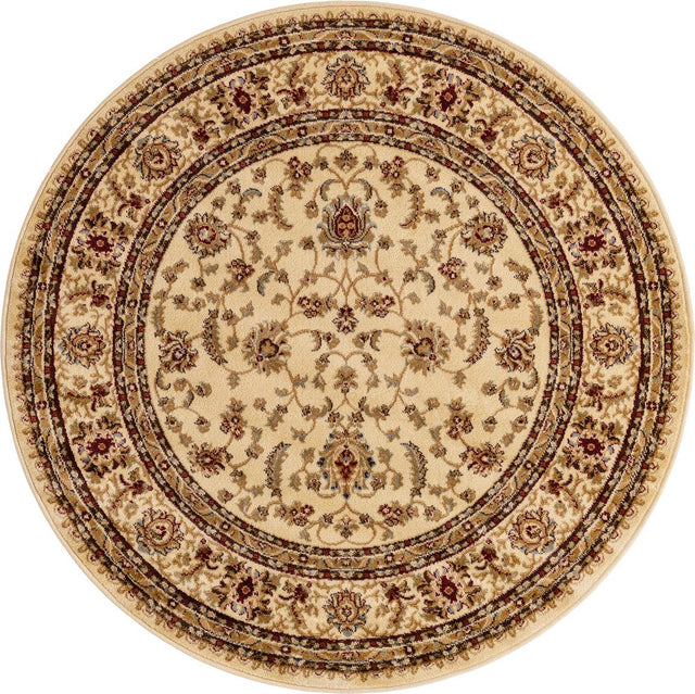 Cream 5' 3 x 5' 3 Voyage Round Area Rug