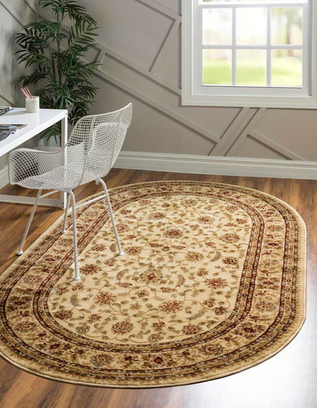 Cream 5' 3 x 8' Voyage Oval Area Rug