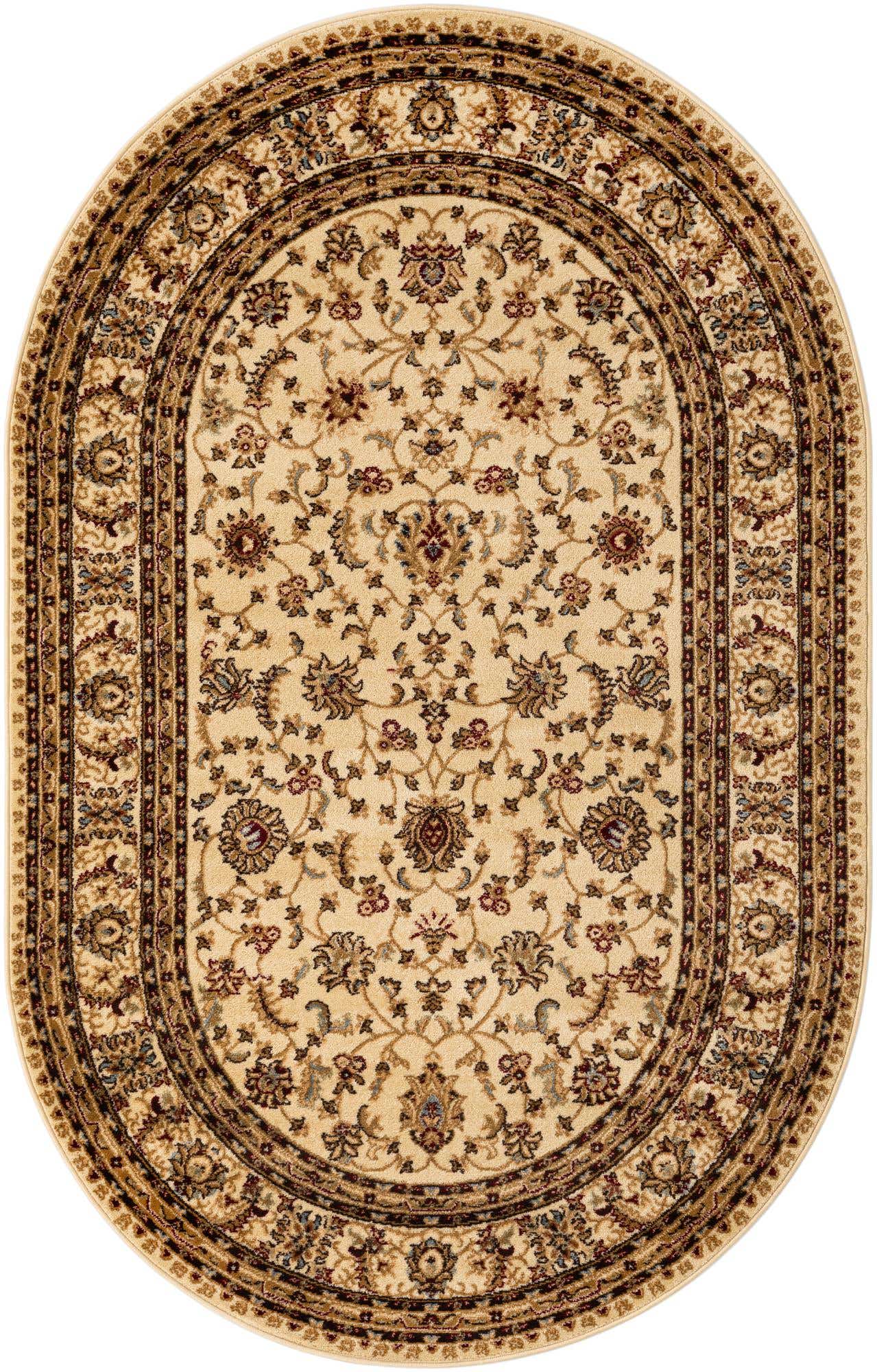 Cream 5' 3 x 8' Voyage Oval Area Rug