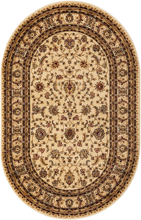 Cream 5' 3 x 8' Voyage Oval Area Rug
