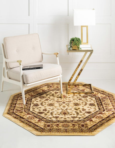 Cream 5' 3 x 5' 3 Voyage Octagon Area Rug