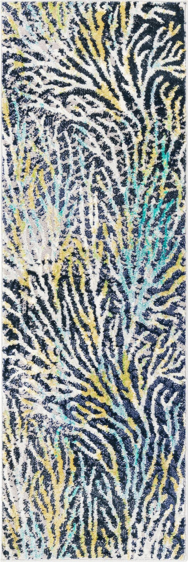 Blue 2' x 6' Ariel Runner Area Rug 70% Polypropylene & 30% Polyester Easy Clean Living Room Bedroom Dining Office Carpet for Sale at Rug Engine