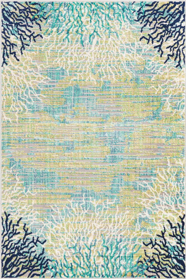 Blue 4' x 6' Ariel Rectangle Area Rug 70% Polypropylene & 30% Polyester Easy Clean Living Room Bedroom Dining Office Carpet for Sale at Rug Engine