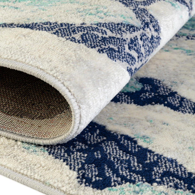 Blue 2' x 8' Ariel Runner Area Rug 70% Polypropylene & 30% Polyester Easy Clean Living Room Bedroom Dining Office Carpet for Sale at Rug Engine
