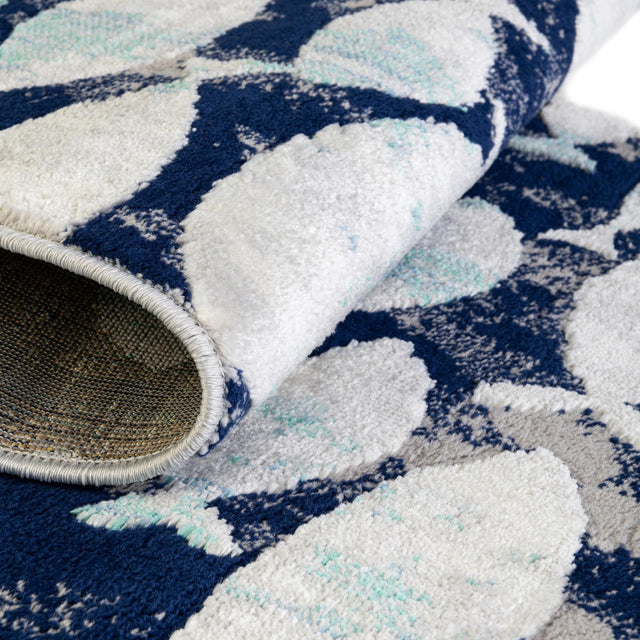 Blue 4' x 4' Ariel Round Area Rug 70% Polypropylene & 30% Polyester Easy Clean Living Room Bedroom Dining Office Carpet for Sale at Rug Engine