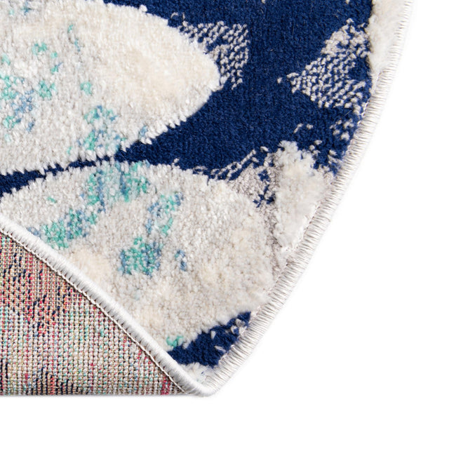 Blue 7' x 7' Ariel Round Area Rug 70% Polypropylene & 30% Polyester Easy Clean Living Room Bedroom Dining Office Carpet for Sale at Rug Engine