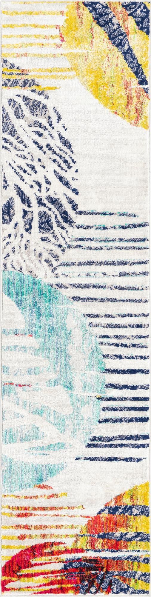 Multicolor 2' x 8' Ariel Runner Area Rug 70% Polypropylene & 30% Polyester Easy Clean Living Room Bedroom Dining Office Carpet for Sale at Rug Engine