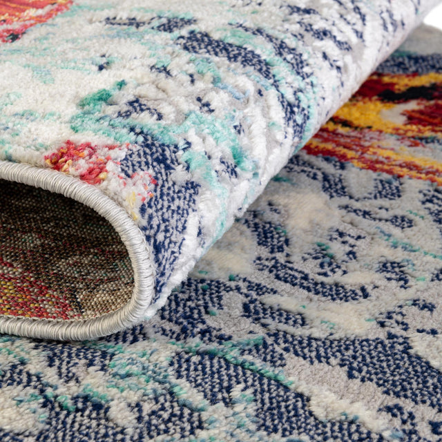 Multicolor 7' x 7' Ariel Round Area Rug 70% Polypropylene & 30% Polyester Easy Clean Living Room Bedroom Dining Office Carpet for Sale at Rug Engine