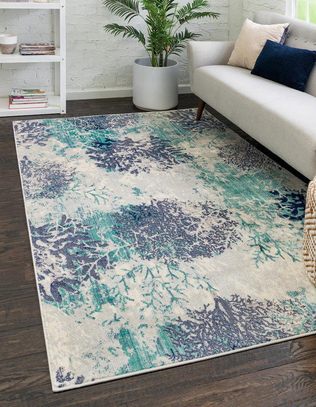 Blue 1' 4 x 1' 4 Ariel Sample Area Rug 70% Polypropylene & 30% Polyester Easy Clean Living Room Bedroom Dining Office Carpet for Sale at Rug Engine