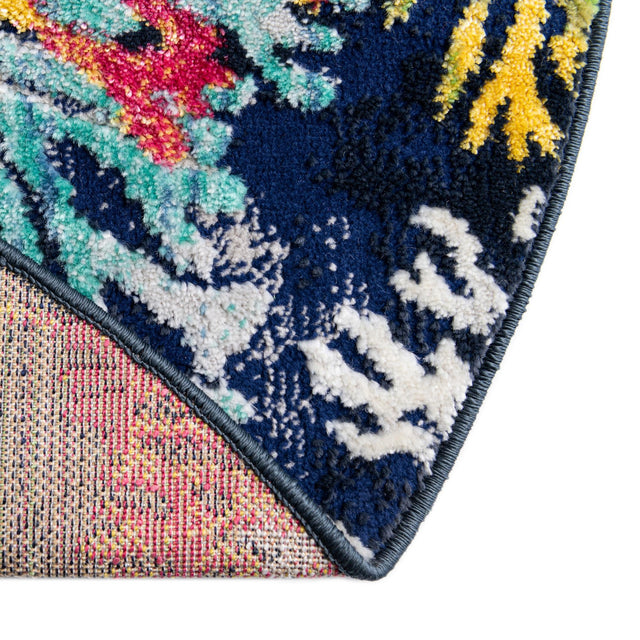 Multicolor 7' x 7' Ariel Round Area Rug 70% Polypropylene & 30% Polyester Easy Clean Living Room Bedroom Dining Office Carpet for Sale at Rug Engine