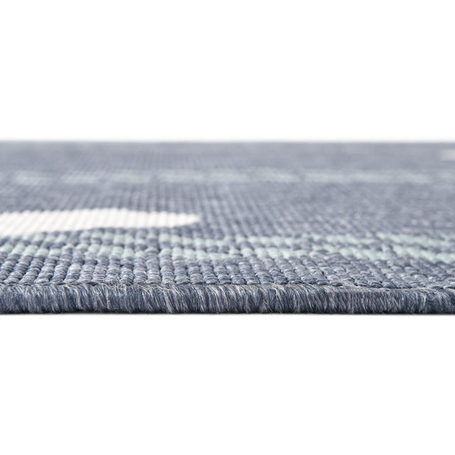Navy Blue 4' x 4' Outdoor Coastal Round Area Rug Weather Resistant for Patio, Deck, Terrace, Balcony, Porch 100% Polypropylene Coastal Decor Carpet for Sale at Rug Engine