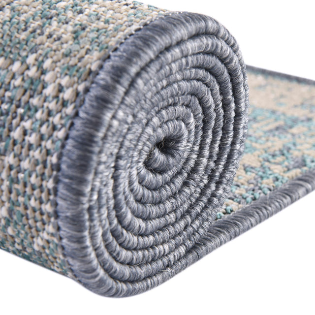 Blue 7' 10 x 10' Outdoor Coastal Rectangle Area Rug Weather Resistant for Patio, Deck, Terrace, Balcony, Porch 100% Polypropylene Coastal Decor Carpet for Sale at Rug Engine