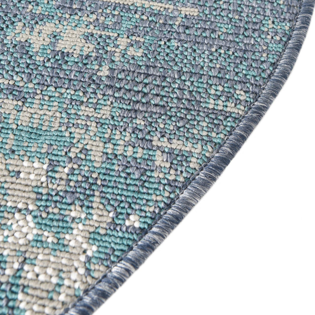 Blue 4' x 4' Outdoor Coastal Round Area Rug Weather Resistant for Patio, Deck, Terrace, Balcony, Porch 100% Polypropylene Coastal Decor Carpet for Sale at Rug Engine