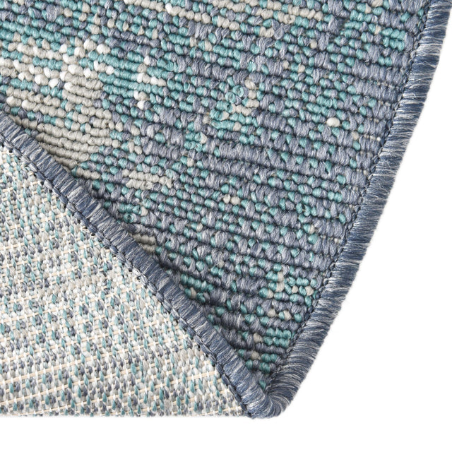 Blue 4' x 4' Outdoor Coastal Round Area Rug Weather Resistant for Patio, Deck, Terrace, Balcony, Porch 100% Polypropylene Coastal Decor Carpet for Sale at Rug Engine