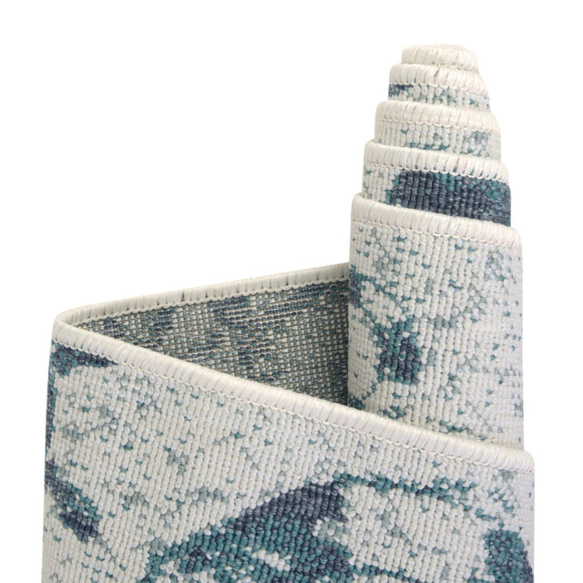 Ivory 7' 10 x 7' 10 Outdoor Coastal Square Area Rug Weather Resistant for Patio, Deck, Terrace, Balcony, Porch 100% Polypropylene Coastal Decor Carpet for Sale at Rug Engine