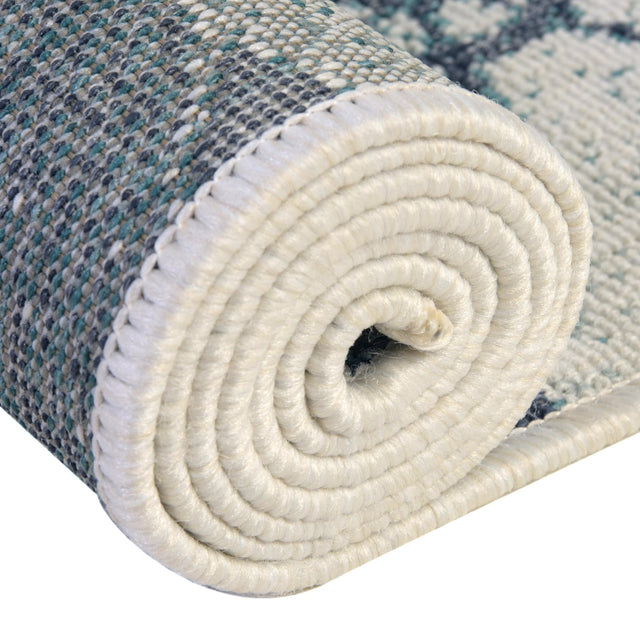 Ivory 7' 10 x 7' 10 Outdoor Coastal Square Area Rug Weather Resistant for Patio, Deck, Terrace, Balcony, Porch 100% Polypropylene Coastal Decor Carpet for Sale at Rug Engine