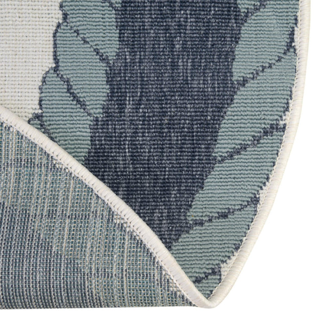 Navy Blue 7' 10 x 7' 10 Outdoor Coastal Round Area Rug Weather Resistant for Patio, Deck, Terrace, Balcony, Porch 100% Polypropylene Coastal Decor Carpet for Sale at Rug Engine