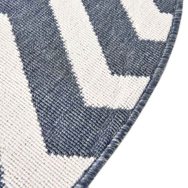 Navy Blue 4' 1 x 4' 1 Outdoor Coastal Round Area Rug Weather Resistant for Patio, Deck, Terrace, Balcony, Porch 100% Polypropylene Coastal Decor Carpet for Sale at Rug Engine
