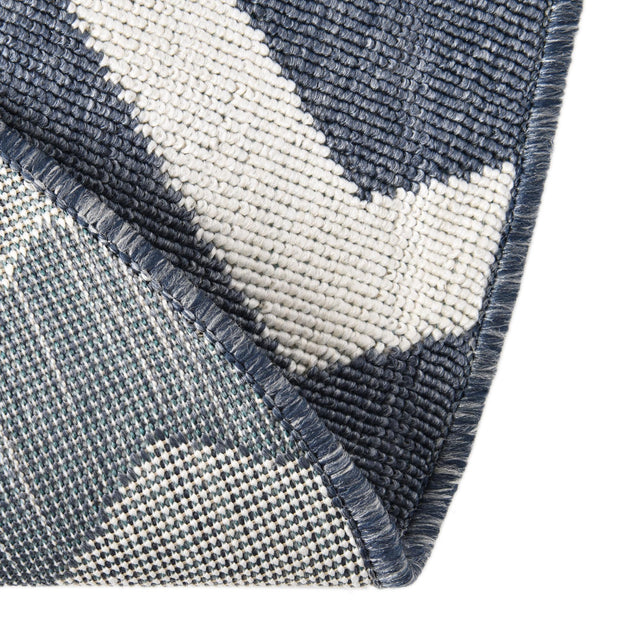 Navy Blue 7' x 7' Outdoor Coastal Round Area Rug Weather Resistant for Patio, Deck, Terrace, Balcony, Porch 100% Polypropylene Coastal Decor Carpet for Sale at Rug Engine