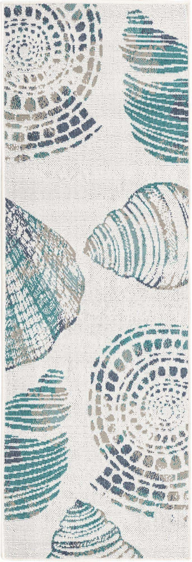 Ivory 2' x 6' Outdoor Coastal Runner Area Rug Weather Resistant for Patio, Deck, Terrace, Balcony, Porch 100% Polypropylene Coastal Decor Carpet for Sale at Rug Engine