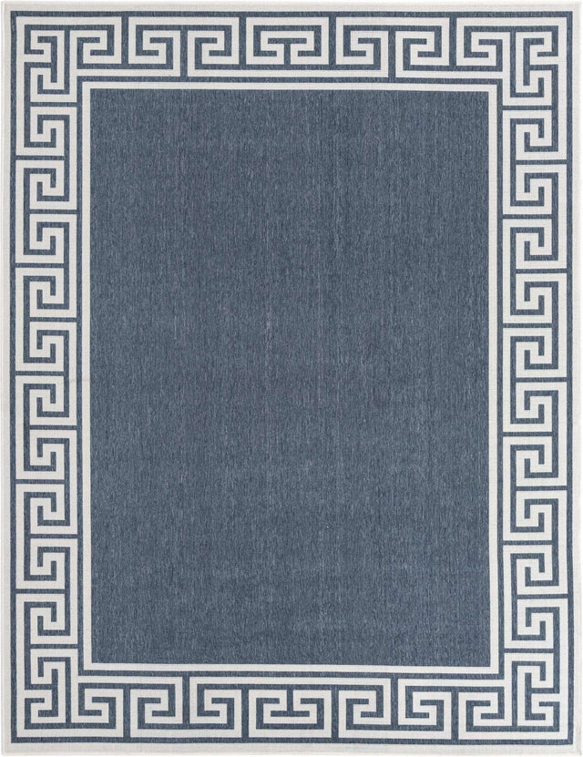 Navy Blue 7' 10 x 10' Outdoor Coastal Rectangle Area Rug Weather Resistant for Patio, Deck, Terrace, Balcony, Porch 100% Polypropylene Coastal Decor Carpet for Sale at Rug Engine