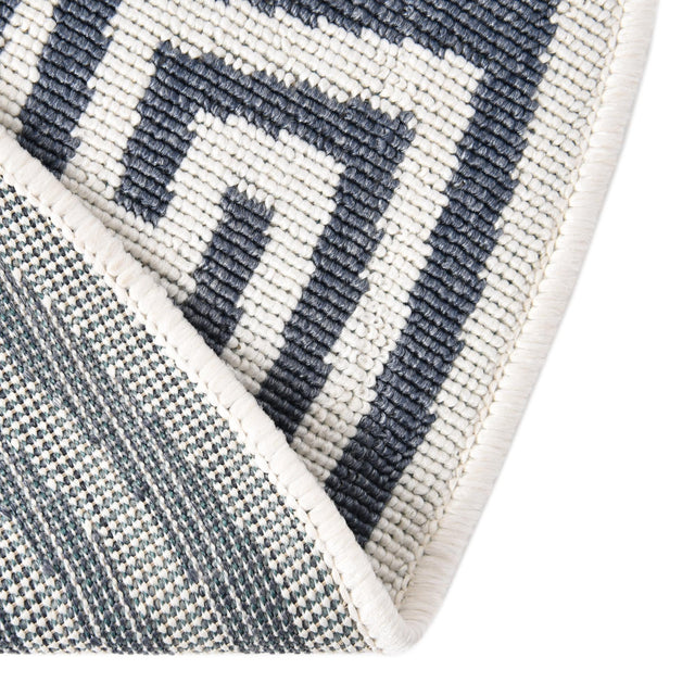 Navy Blue 4' x 4' Outdoor Coastal Round Area Rug Weather Resistant for Patio, Deck, Terrace, Balcony, Porch 100% Polypropylene Coastal Decor Carpet for Sale at Rug Engine