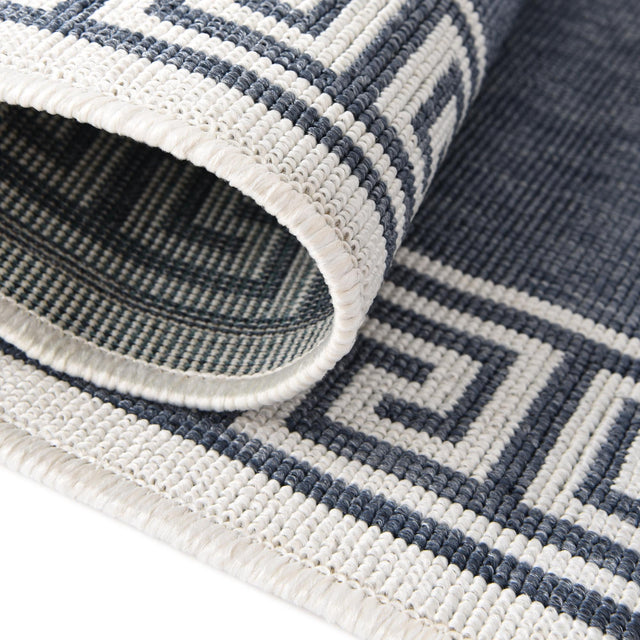 Navy Blue 2' x 6' Outdoor Coastal Runner Area Rug Weather Resistant for Patio, Deck, Terrace, Balcony, Porch 100% Polypropylene Coastal Decor Carpet for Sale at Rug Engine