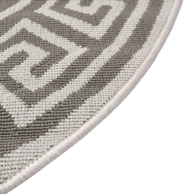 Gray 4' x 4' Outdoor Coastal Round Area Rug Weather Resistant for Patio, Deck, Terrace, Balcony, Porch 100% Polypropylene Coastal Decor Carpet for Sale at Rug Engine