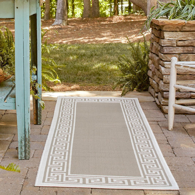 Gray 2' x 8' Outdoor Coastal Runner Area Rug Weather Resistant for Patio, Deck, Terrace, Balcony, Porch 100% Polypropylene Coastal Decor Carpet for Sale at Rug Engine