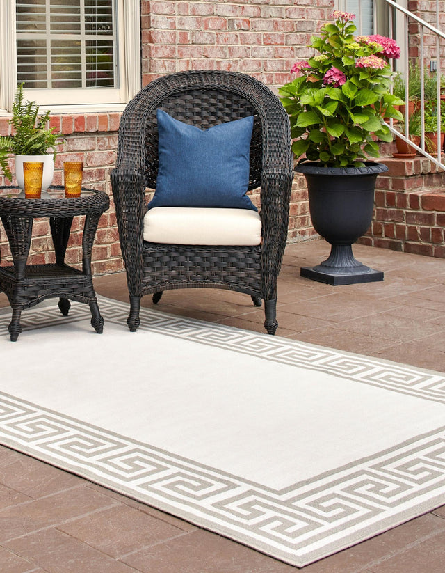 Ivory 5' 3 x 8' Outdoor Coastal Rectangle Area Rug Weather Resistant for Patio, Deck, Terrace, Balcony, Porch 100% Polypropylene Coastal Decor Carpet for Sale at Rug Engine