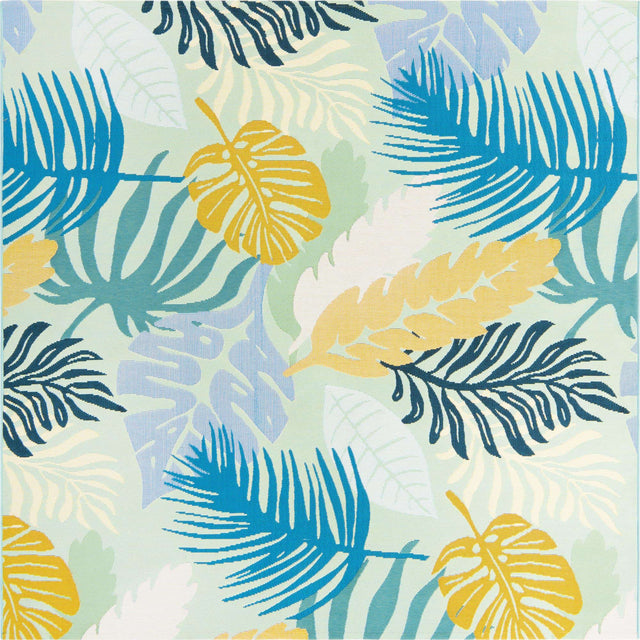 Multicolor 6' x 6' Outdoor Botanical Square Area Rug Weather Resistant for Patio, Deck, Terrace, Balcony, Porch Polypropylene Garden Floral Tropical Carpet for Sale at Rug Engine