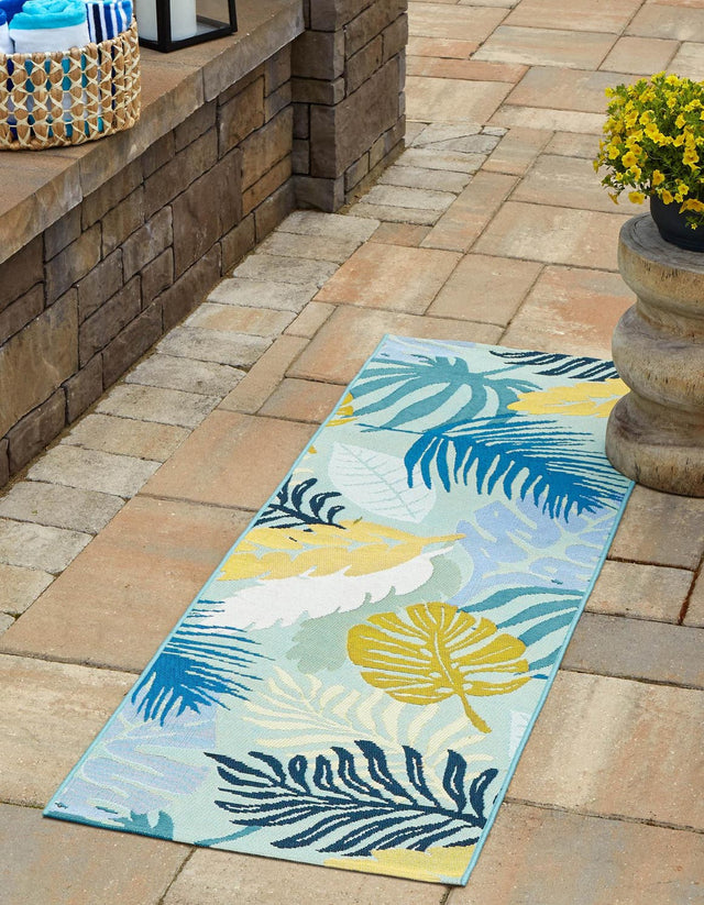 Multicolor 2' 7 x 5' 3 Outdoor Botanical Runner Area Rug Weather Resistant for Patio, Deck, Terrace, Balcony, Porch Polypropylene Garden Floral Tropical Carpet for Sale at Rug Engine